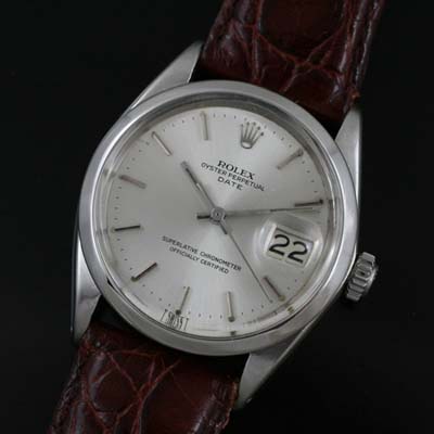 Vintage Rolex Oyster Perpetual Date 70s Ref 1500 Silver Dial 