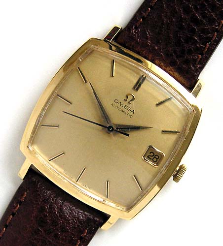 omega gold square watch