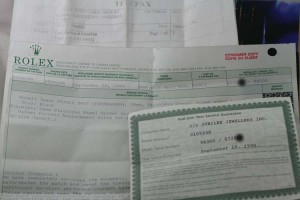 Rolex service papers for Tudor chronograph