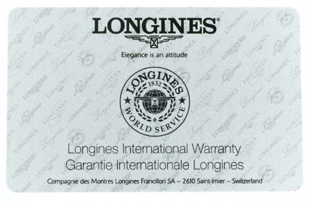 Longines Conquest warranty card