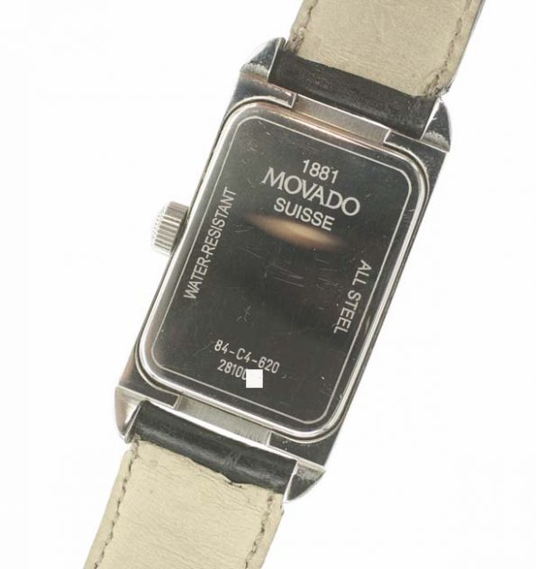 Movado Kurba steel rectangular watch case back