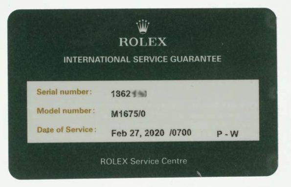 Rolex Canada service papers